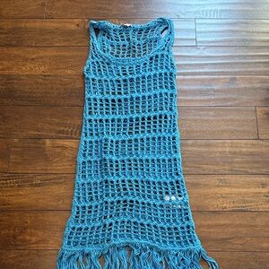 Blue Crochet Swim Coverup